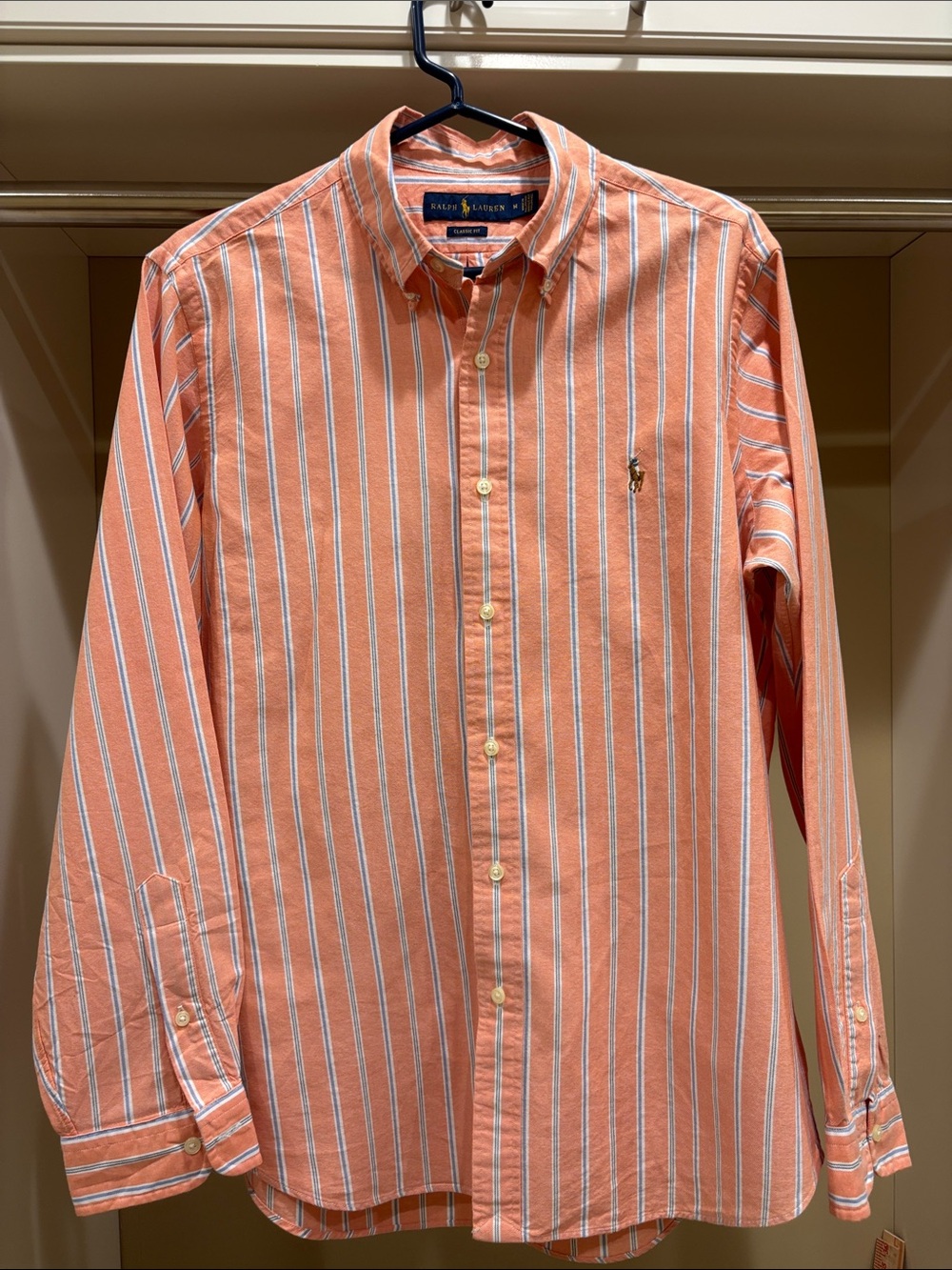 Ralph Lauren Orange Blue White Stripe Button-Down Shirt